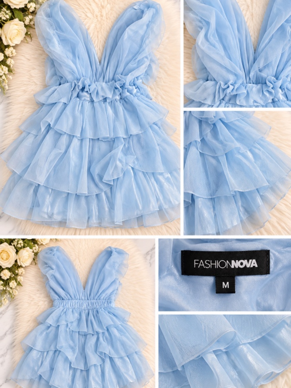 Fashion Nova - baby blue tutu style dress size Medium